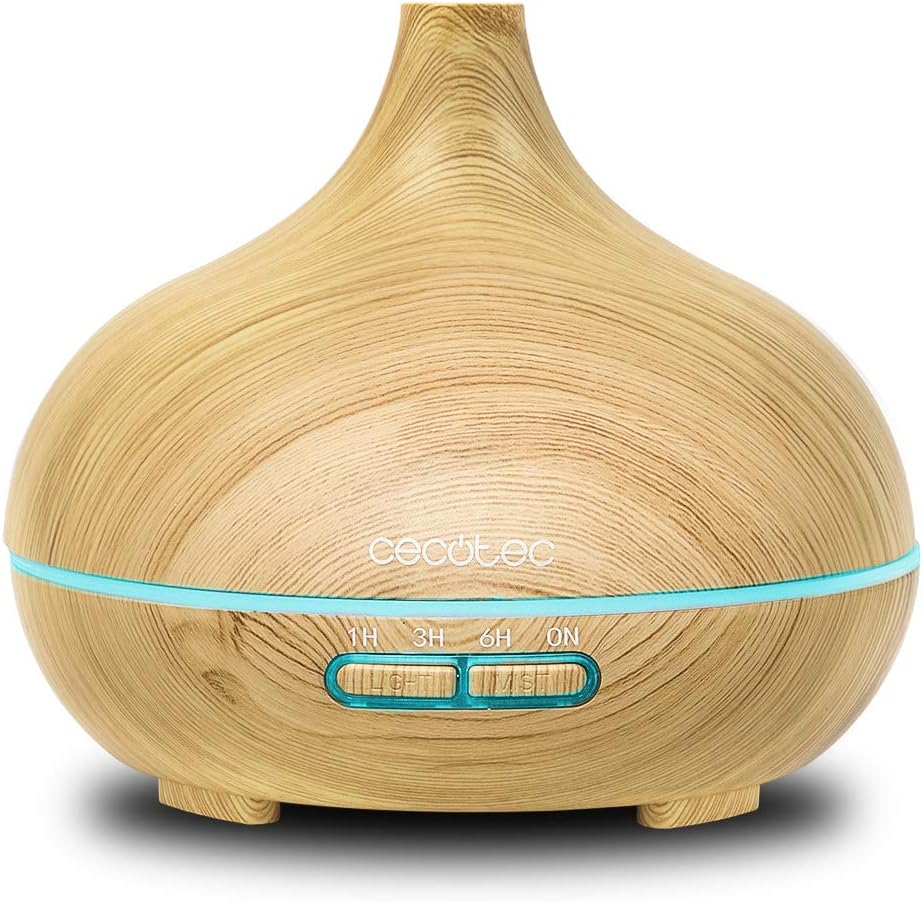 Cecotec Humidificateur Ultrasonique Pure Aroma 300 Yang. 300 ml, Diffuseur d’arôme, Minuterie 10 heures, 7 couleurs LED, Aromathérapie, Ultrasilencieux