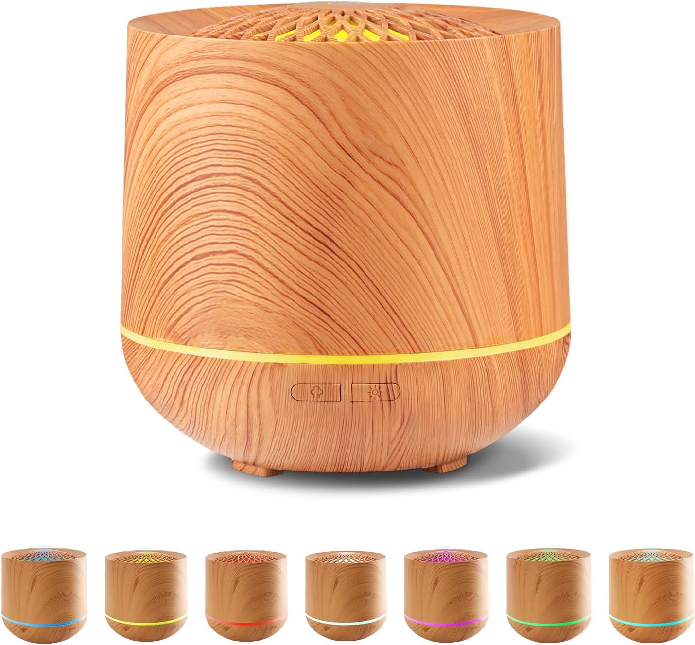Diffuseur d’arômes à ultrasons pour huiles essentielles, diffuseur d’huile Froide avec lumière LED 7 Couleurs et arrêt Automatique, diffuseurs pour la Maison 300 ML