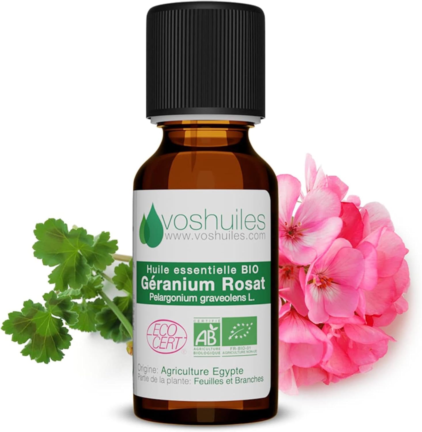 Huile Essentielle de Géranium Rosat - 100% Pure et Naturelle - HEBBD - 5ml - VOSHUILES