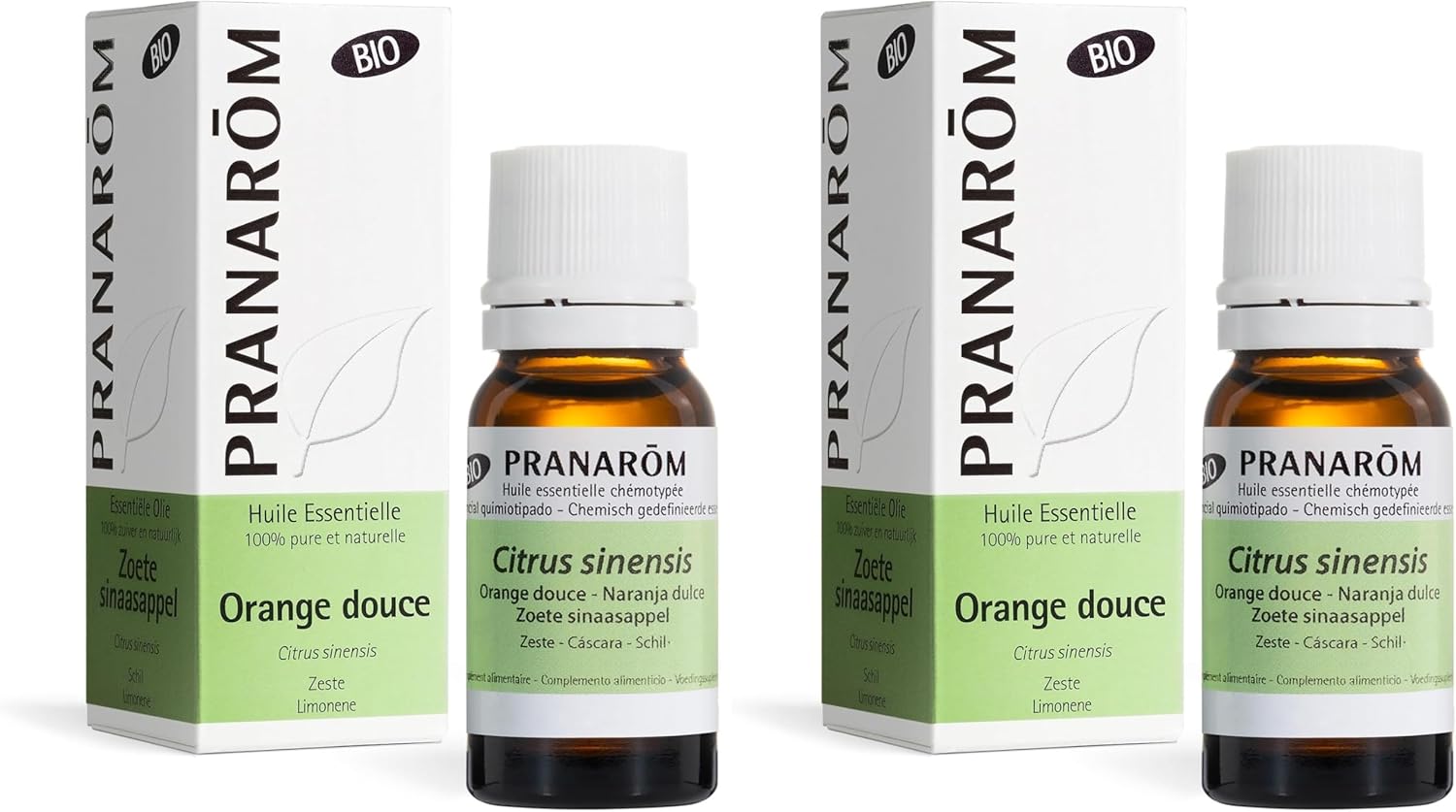 Pranarôm Huile Essentielle Orange Douce Bio Citrus sinensis Zeste HECT 10 ml (Lot de 2)