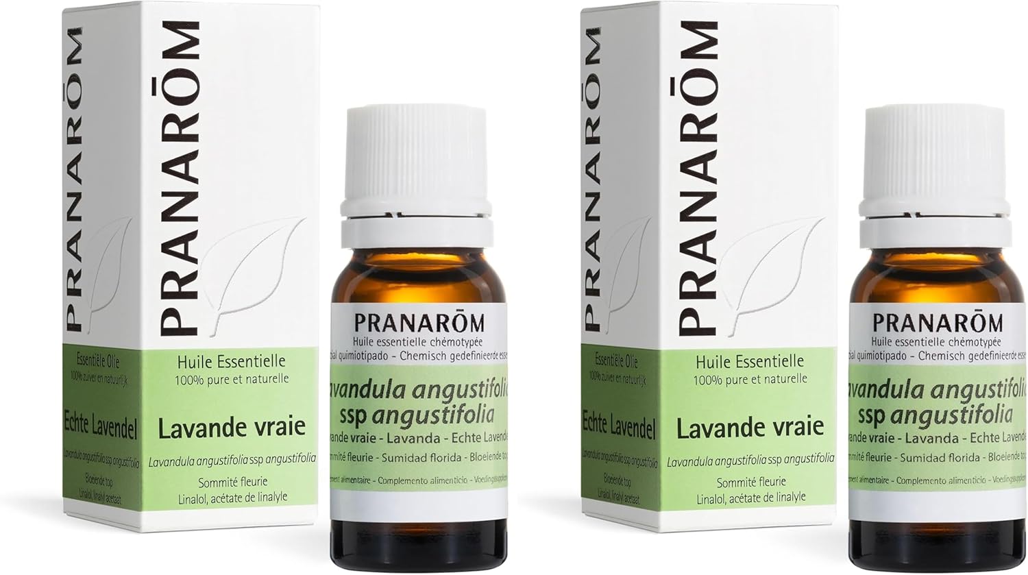 PRANARÔM - Lavande Vraie - Huile Essentielle Chémotypée - Sommeil et Stress - 100% Pure Et Naturelle - HECT - 10 ml - Efficace et Pratique (Lot de 2)