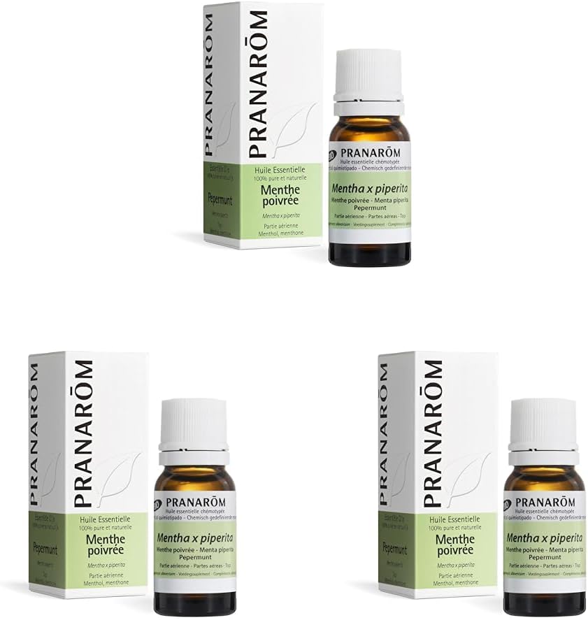 PRANARÔM - Menthe Poivrée - Huile Essentielle Chémotypée - Digestion & Tonus - 100% Pure Et Naturelle - HECT - 10 ml (Lot de 3)