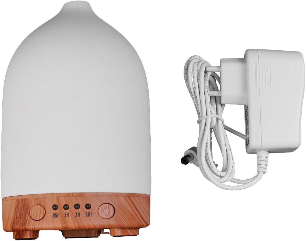Sarini Diffuseur d’arômes en céramique, diffuseur d’huiles essentielles Blanc, diffuseur d’aromathérapie, diffuseur d’huiles parfumées, sans BPA, arrêt Automatique, Spa pour la Maison et Le Bureau