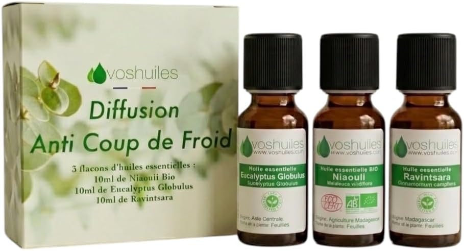VOSHUILES - Kit Diffusion Anti Coup de Froid - 3 Huiles Essentielles